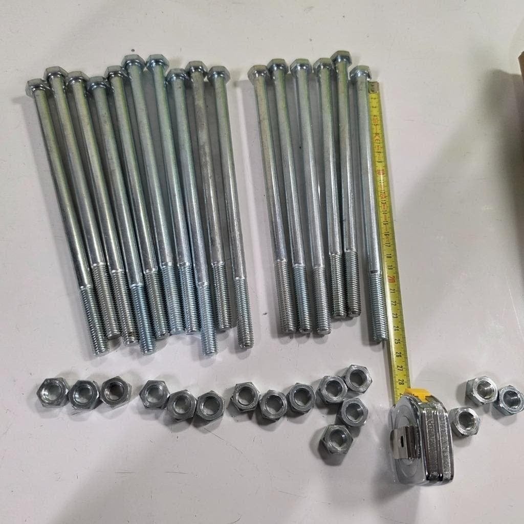 16 nieuwe lange  M12 bouten 250 mm met moeren, 100 tot 250 mm, Nieuw, Ophalen of Verzenden, X