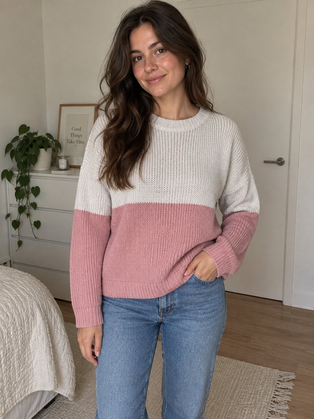 C&A Trui zachte stof maat S - Roze/Wit, Kleding | Dames, Ophalen of Verzenden, Lange mouw, Roze, Maat 36 (S)