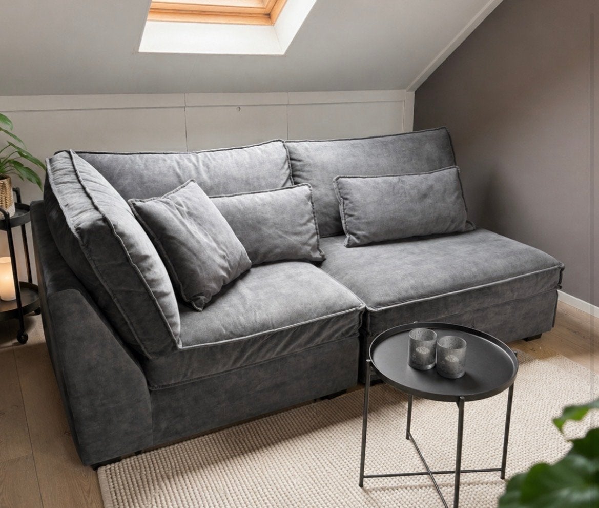 Elementenbank velvet stof de Bommel groen, Huis en Inrichting, Banken | Bankstellen, Ophalen, Gebruikt, 100 tot 125 cm, Driepersoons