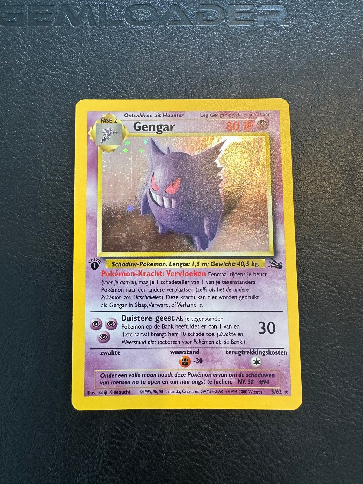 Nederlandse 1e editie Gengar Fossil 5/62, Ophalen of Verzenden, Gebruikt, Losse kaart