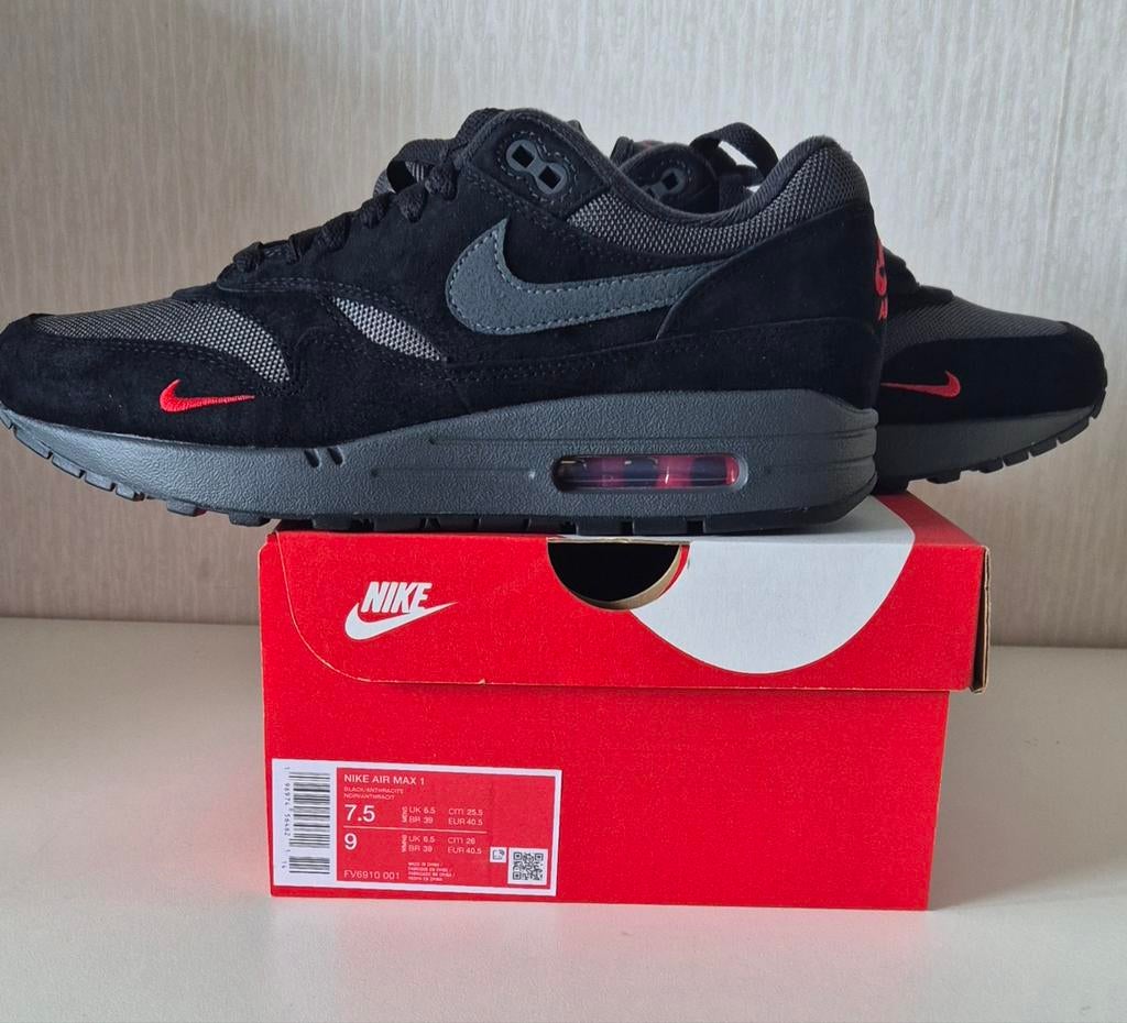 Nike Air Max 1 Bred | maat 40.5, Zwart, Nike, Nieuw, Ophalen of Verzenden