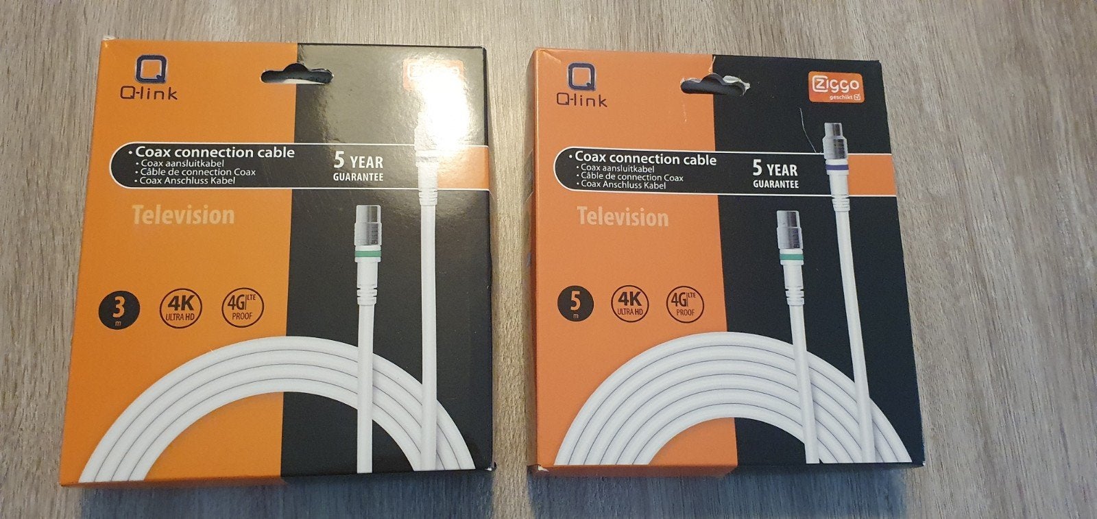 Q-link Coax Kabel 3m en 5m - Nieuw in doos, Audio, Tv en Foto, Audiokabels en Televisiekabels, Ophalen of Verzenden, Nieuw, 2 tot 5 meter