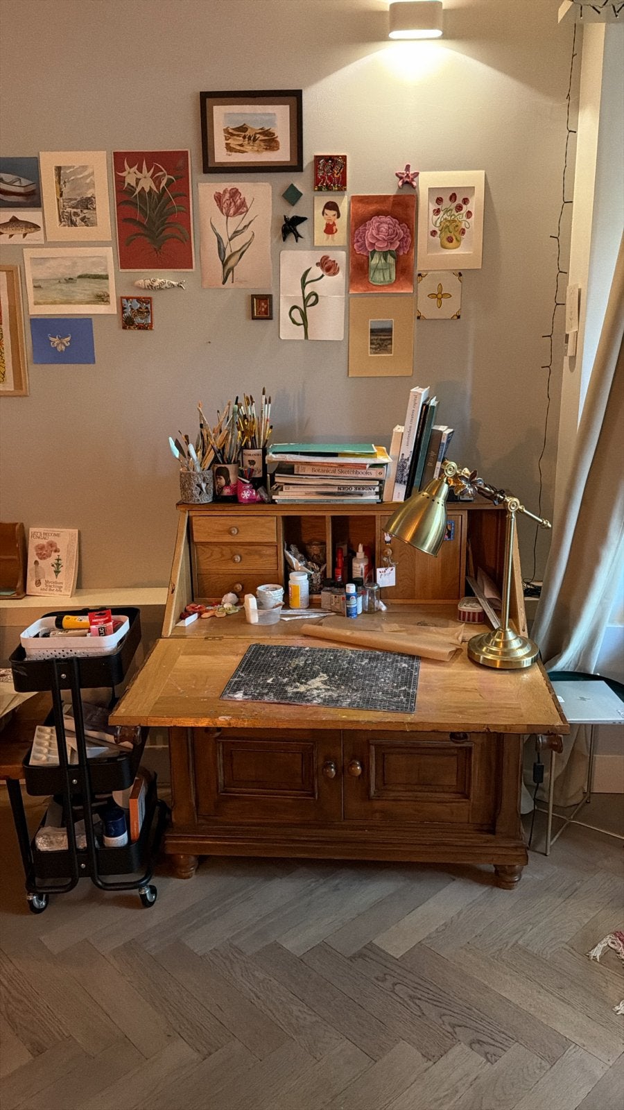 Antiek Secretaire Bureau - Hout, Vintage Stijl, Gebruikt, Secretaire, Ophalen of Verzenden, Overige merken