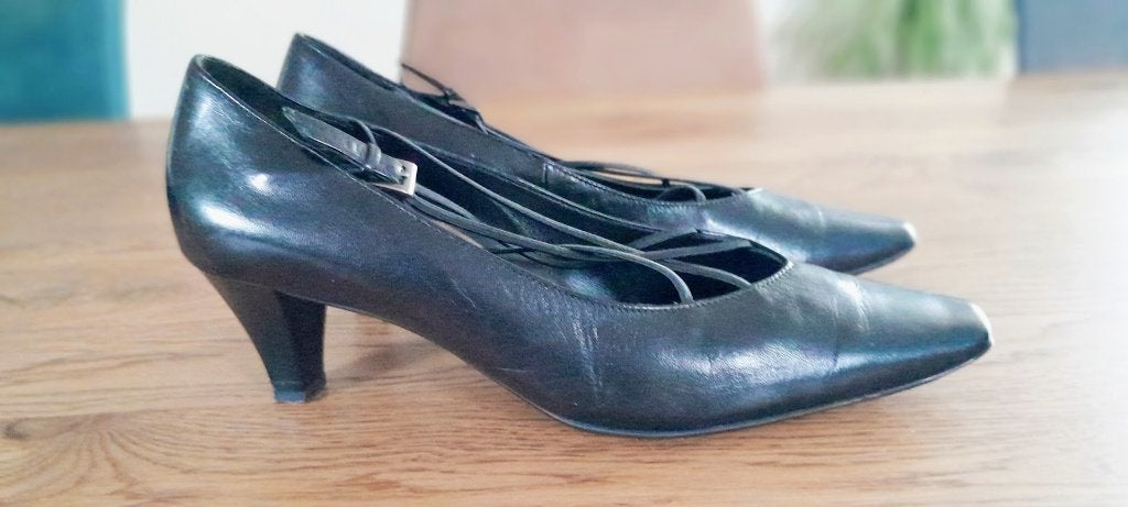 Högl zwarte leren dames pumps maat 6, Ophalen of Verzenden, Zo goed als nieuw, Zwart