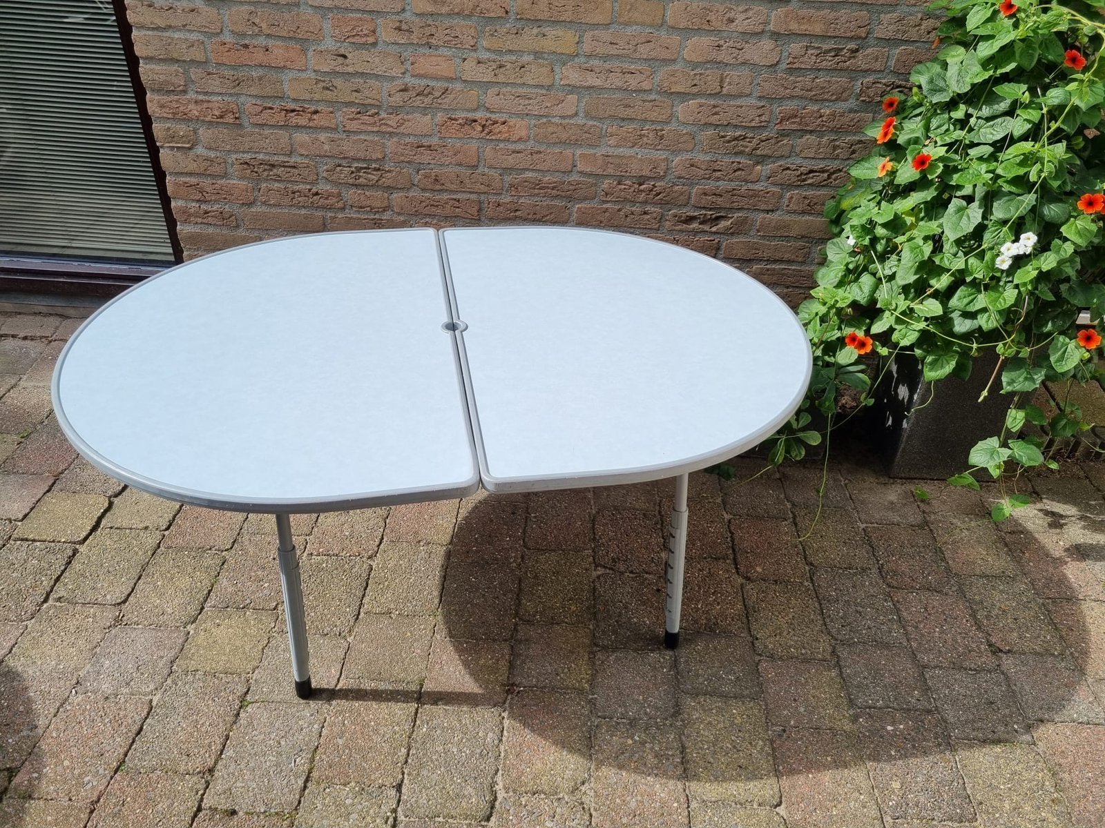Lallemand camping tafel met Dukdalf stoelen en kussens set, Caravans en Kamperen, Kampeermeubelen, Ophalen, Gebruikt, Campingtafel
