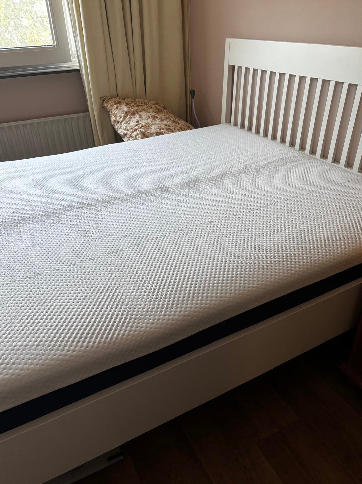 Ledikant Idanäs Ikea met lattenbodem 1.60 x 2.00 mt, Ophalen, Wit, Tweepersoons, Zo goed als nieuw