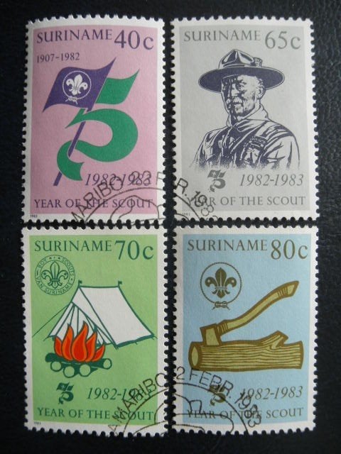 Postzegels Suriname 1983 scouting - cat.w. € 6,50., Ophalen of Verzenden, Gestempeld