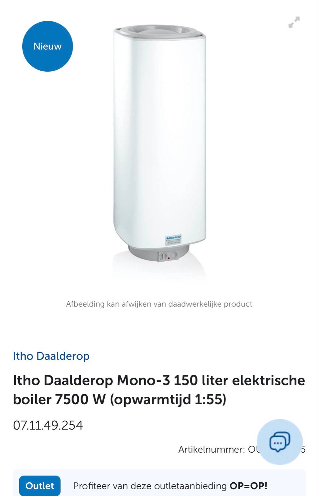 Itho Daalderop 150 liter elektrische boiler Mono 3 Koper, Ophalen, Gebruikt, 100 liter of meer, Boiler