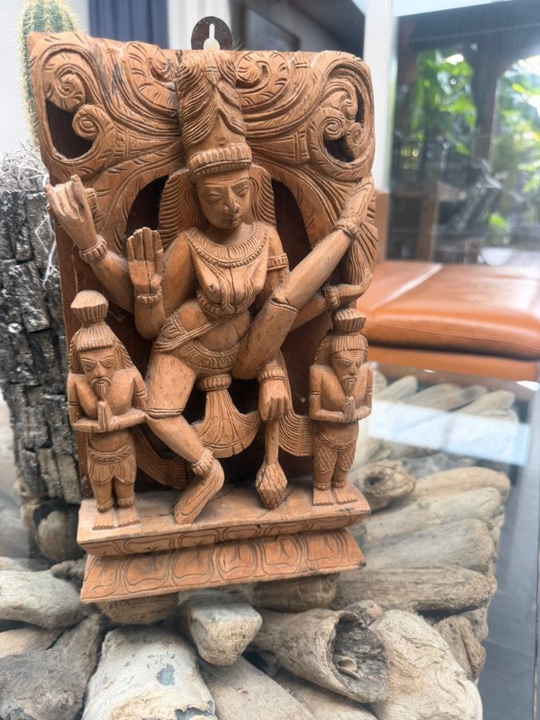 Antiek Tempelreliëf India Shiva / Nataraja Handgesneden, Ophalen of Verzenden, Handgemaakt, 20 - 50 cm, Beeld