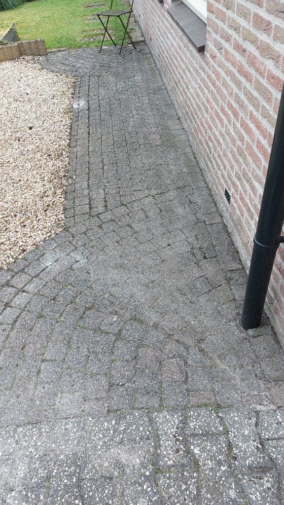 Bestrating en palissade geel afscheiding, Tuin en Terras, Tegels en Klinkers, Ophalen, Gebruikt, Minder dan 5 m², Beton