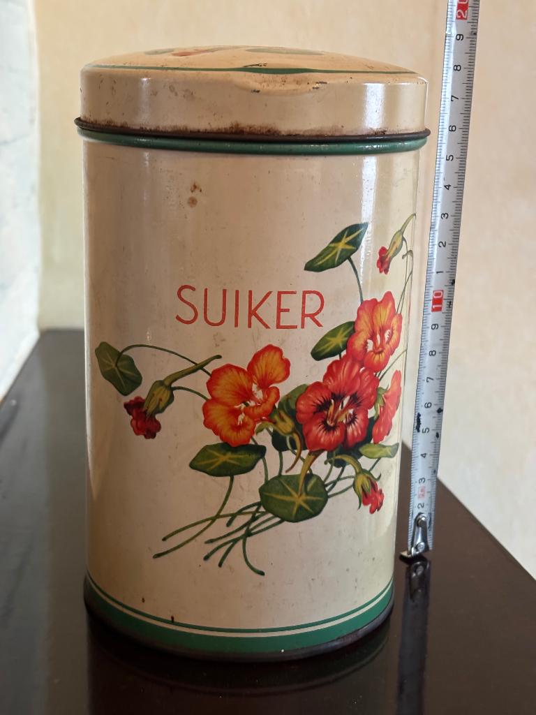 Vintage Suikerblik met Bloemendessin - Brocante Verzameling, Ophalen of Verzenden, Gebruikt, Overige