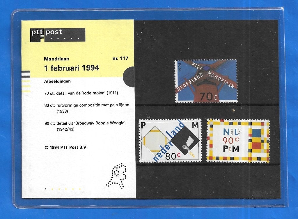 Postzegelmapje 117 - Mondriaan 1994, Postzegels en Munten, Ophalen of Verzenden, Na 1940, Postfris