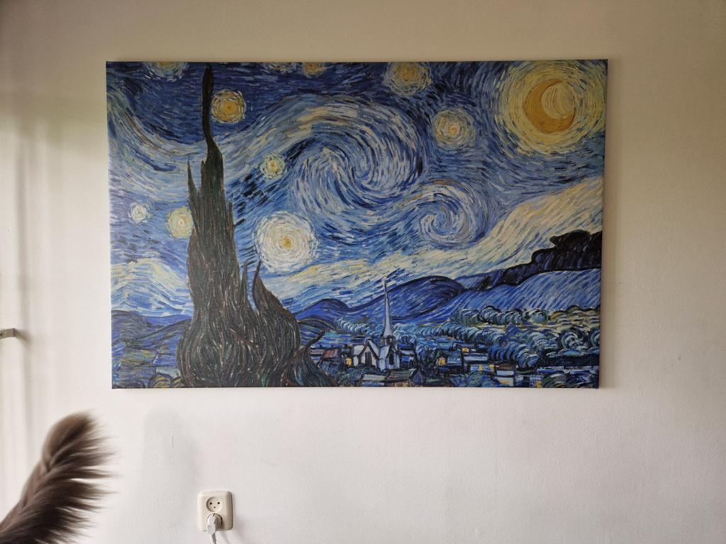 Poster Van Gogh - De Sterrennacht, Ophalen of Verzenden, Zo goed als nieuw, 75 tot 100 cm, Foto of Poster