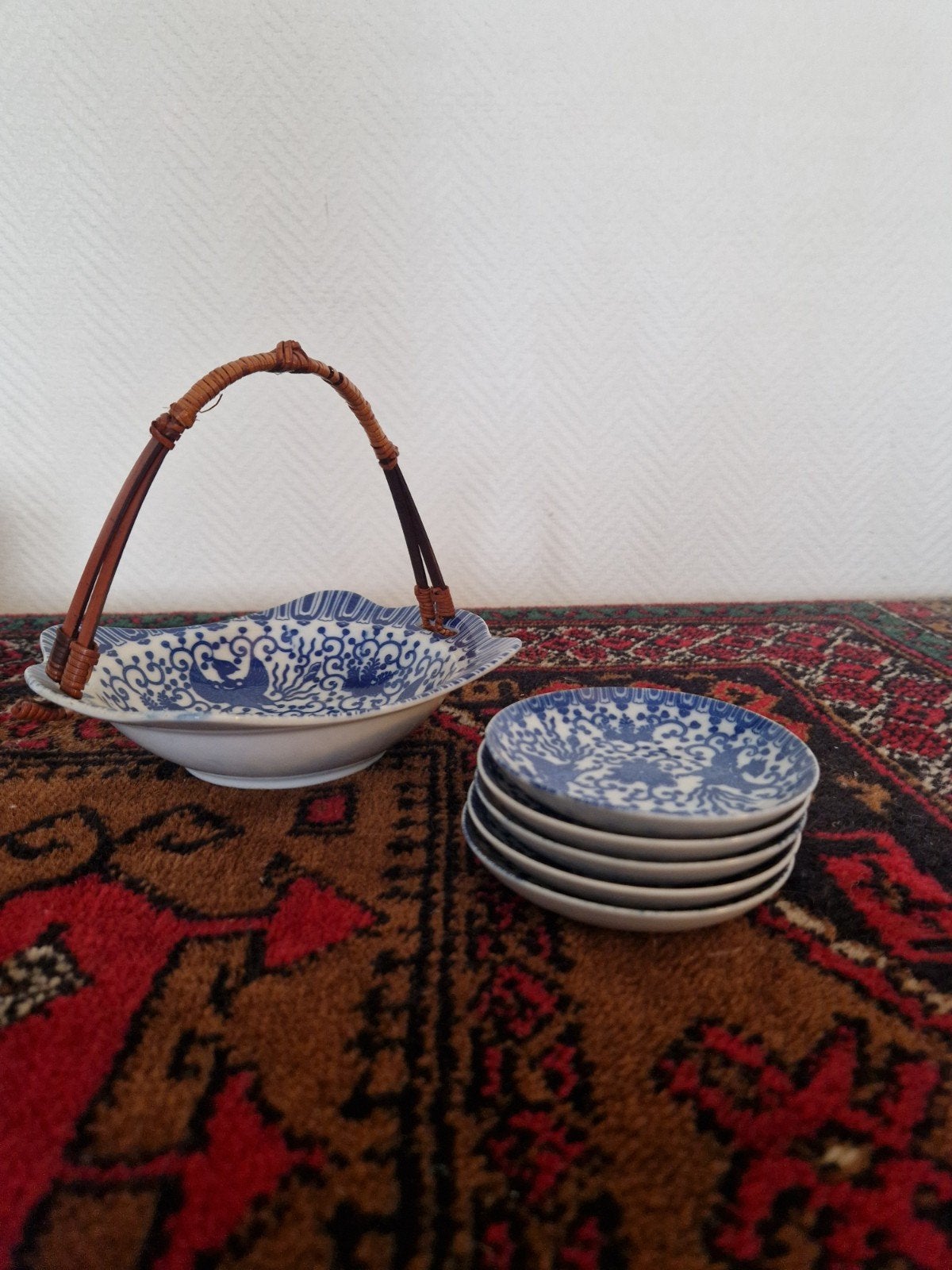 Antiek Blue & white Phoenix servies, Phoenix Bird servies, Ophalen