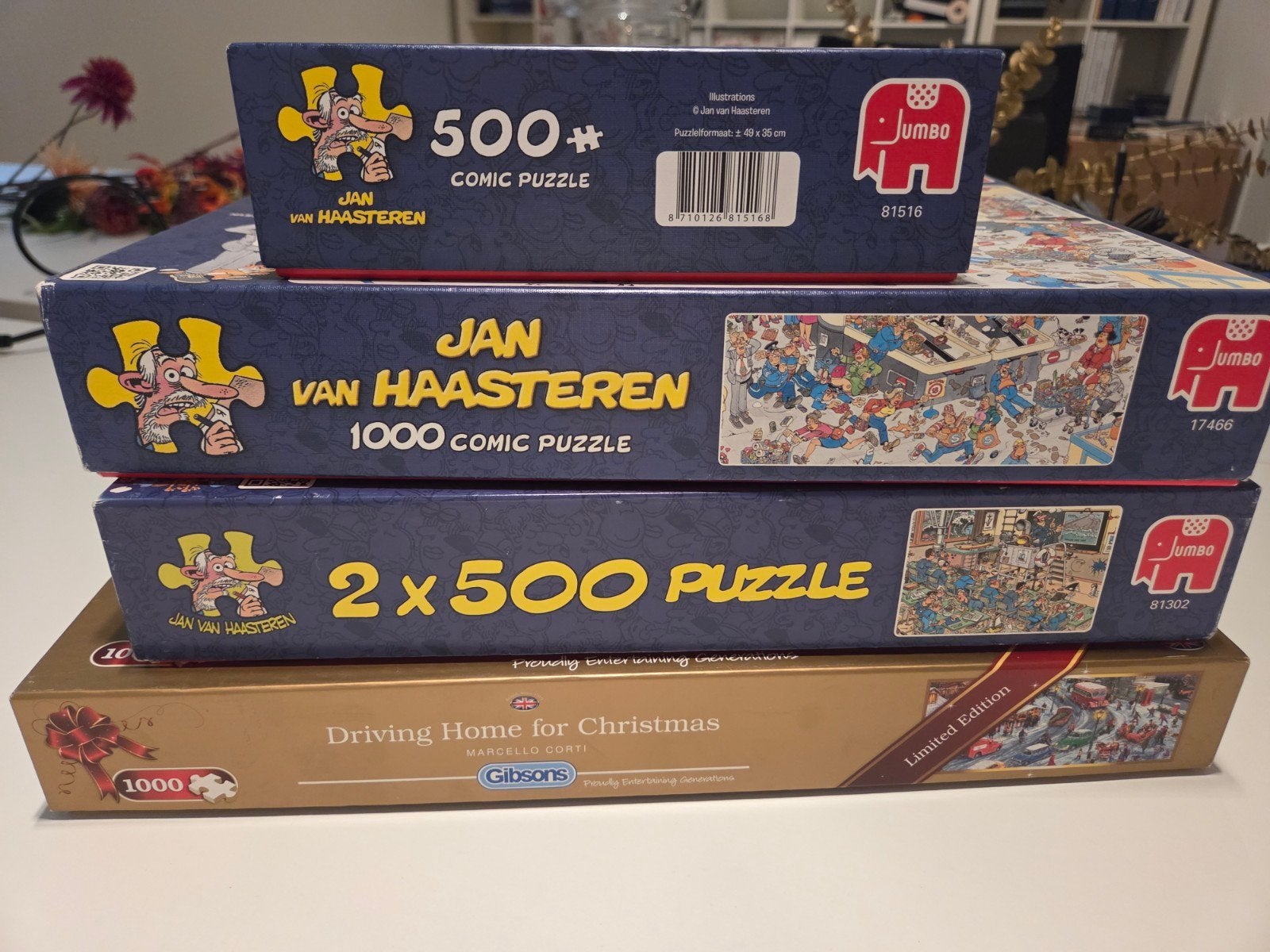 Jan van Haasteren en Gibsons puzzels - 4 stuks, Hobby en Vrije tijd, Denksport en Puzzels, Ophalen of Verzenden, 500 t/m 1500 stukjes