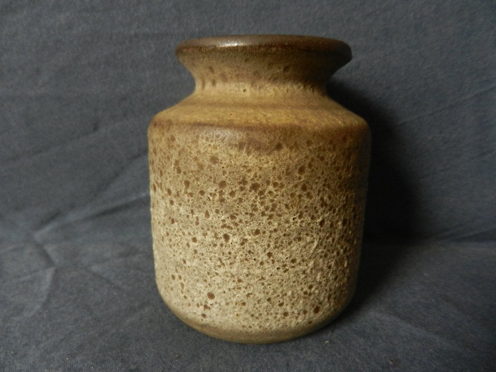 Cilindrisch vaasje beige grijs lava glazuur Ravelli h 9,1 cm, Ophalen of Verzenden