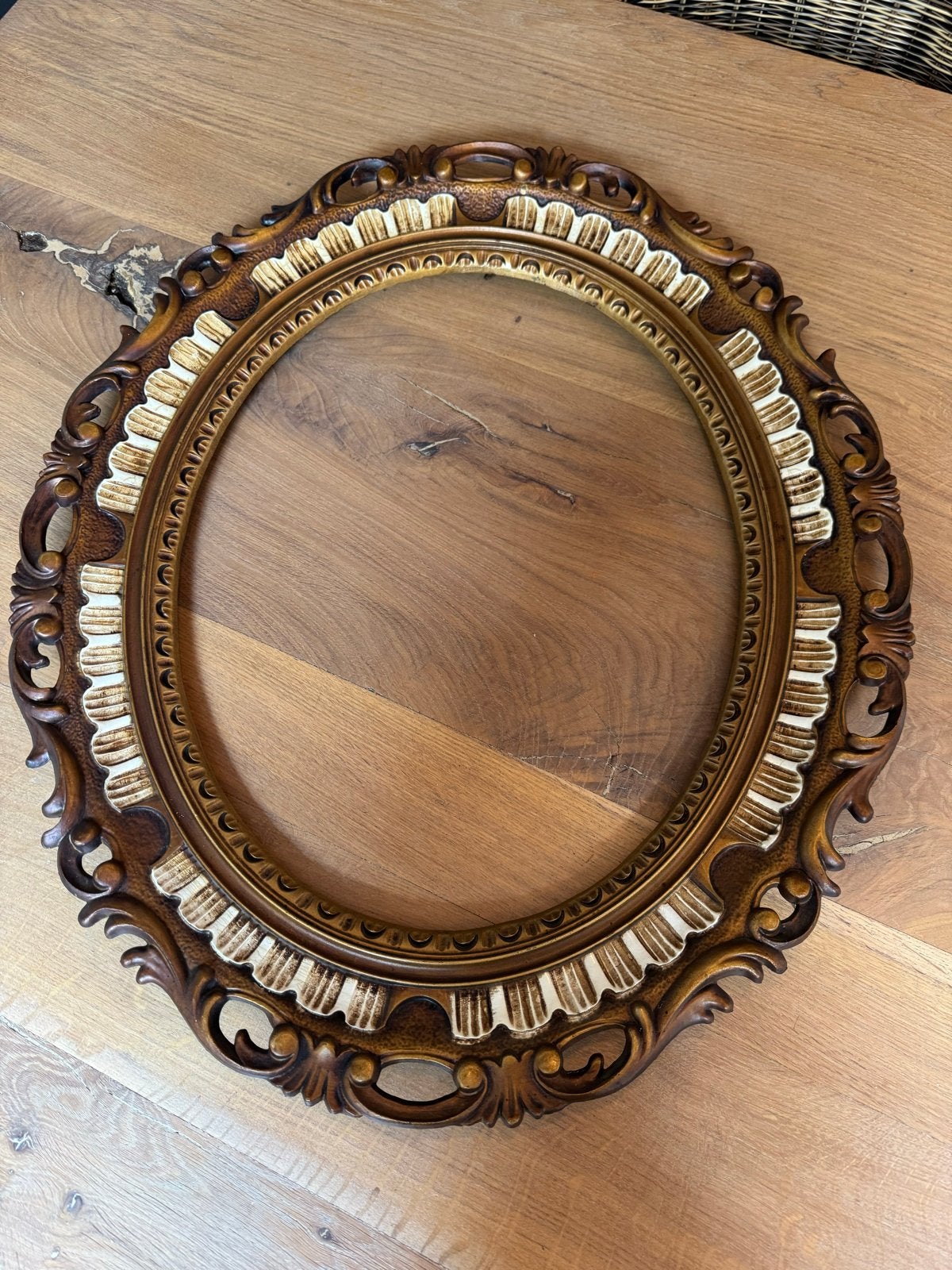 Decoratieve Ovale Fotolijst - Barok Stijl, Bruin, Gebruikt, Met sierrand, Ophalen of Verzenden