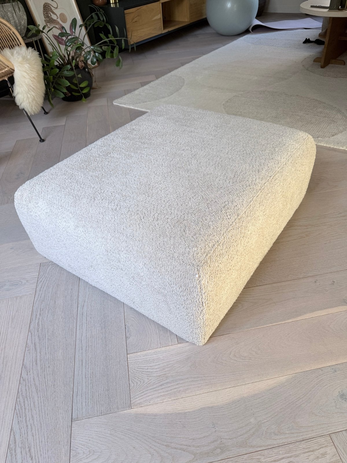 Hocker Elsa in teddy stof - 80x90x30cm, Ophalen, Zo goed als nieuw, 75 tot 100 cm, Stof
