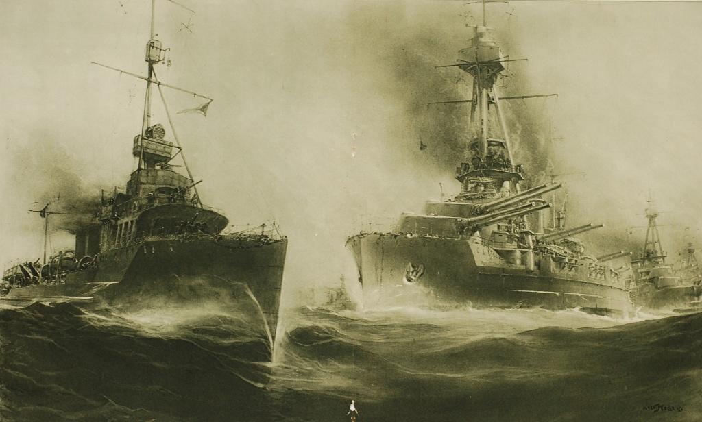 Squadron torpedoboot en slagschip - Antieke illustratie, Verzamelen, Verzenden, Voor 1940, Zo goed als nieuw, Overige onderwerpen