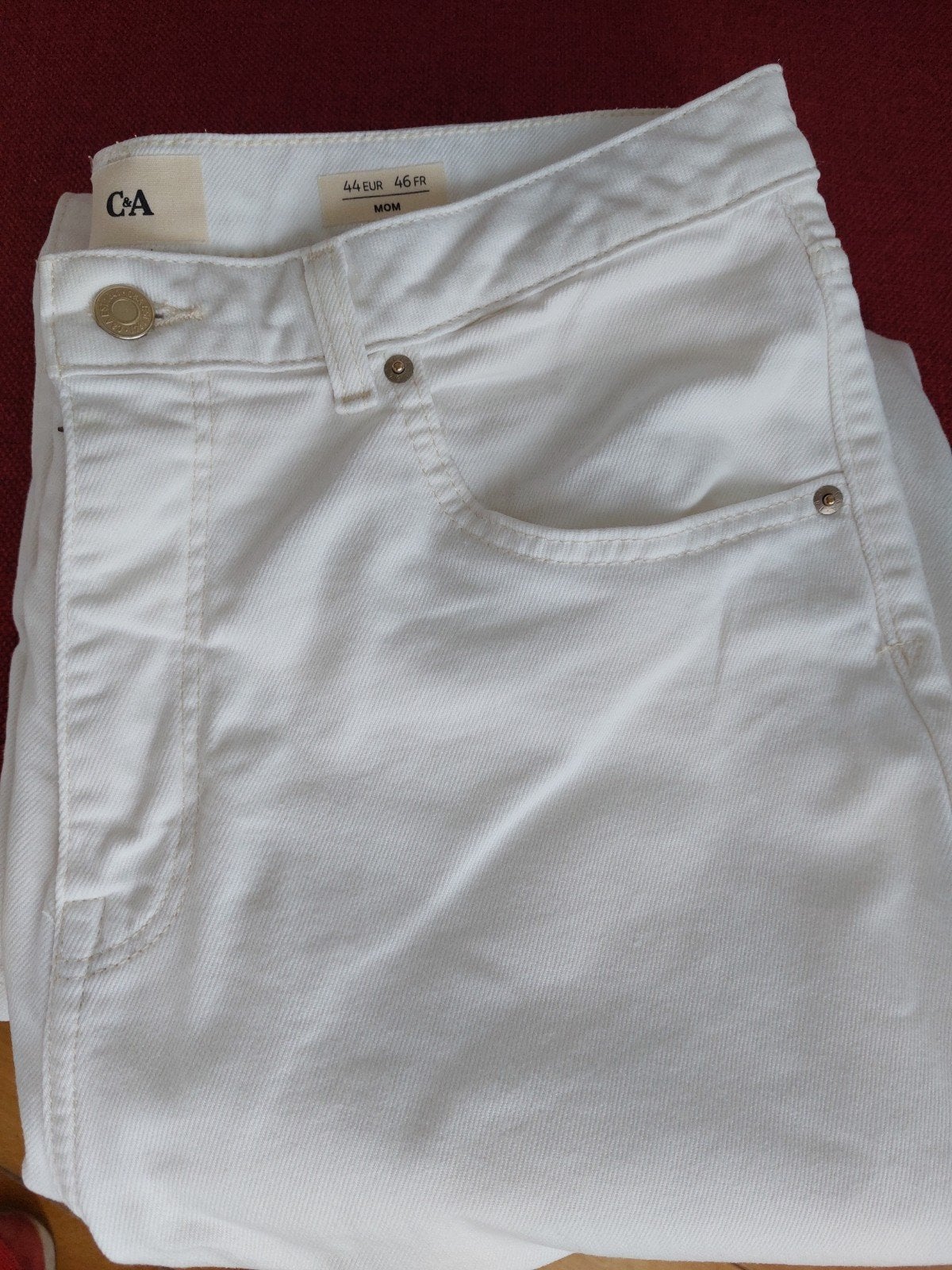Witte Mom Jeans C&A - Maat 44, Ophalen, Wit, Zo goed als nieuw, W33 - W36 (confectie 42/44)