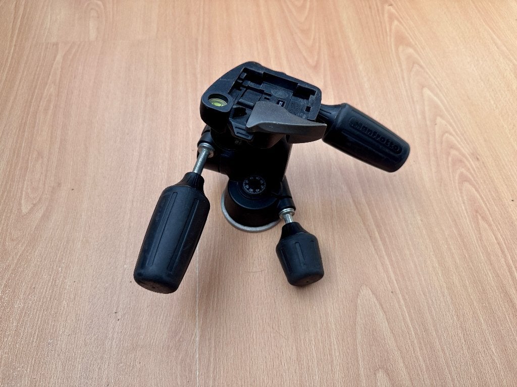 Manfrotto MH804 3-weg statief kop met snelkoppelingsplaat, Gebruikt, 3-assige stabilisatie, Ophalen of Verzenden, Statiefkop