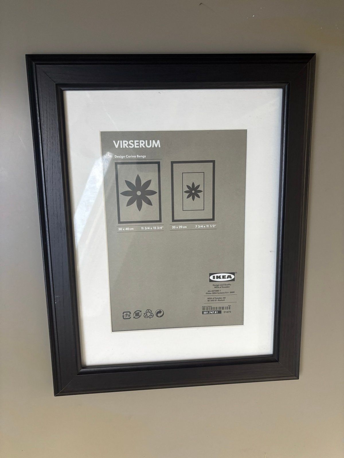 IKEA VIRSERUM Fotolijsten 3st bruin+wit 30x40 cm50x50cm, Ophalen, Bruin, Nieuw, Fotolijst