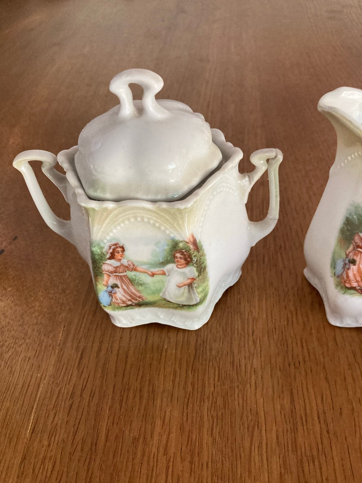 Antiek kinderserviesje met theepot, suikerpot en melkkan, Antiek en Kunst, Ophalen of Verzenden