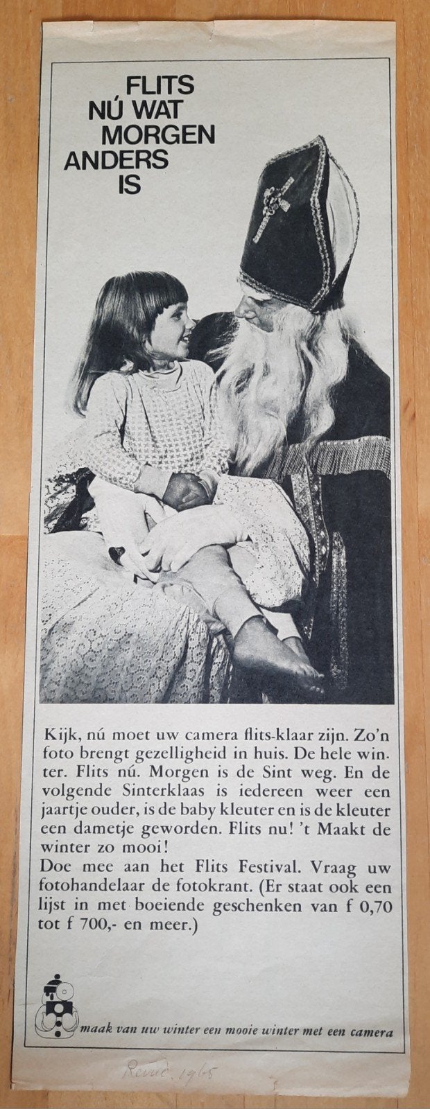SINTERKLAAS - Flits Festival Camera  - Advertentie - 1965, Ophalen of Verzenden, 1960 tot 1980, Knipsel(s)