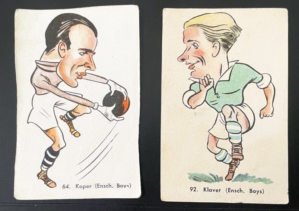 Enschedese Boys / FC Twente - 2 voetbalplaatjes - 1950's, Verzenden, Gebruikt, F.C. Twente, Poster, Plaatje of Sticker