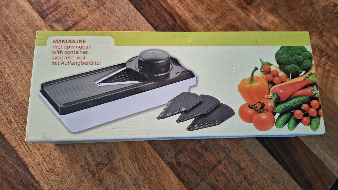 Mandoline met opvangbak - Groentesnijder, Overige typen, Kunststof, Nieuw, Ophalen of Verzenden