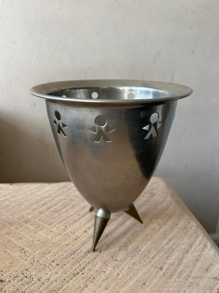 Vintage Alessi-stijl Wijnkoeler - 24,5cm Hoog, Gebruikt, Ophalen of Verzenden, Minder dan 5 flessen, Metaal