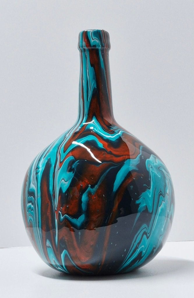 vaas gegoten uniek kruik epoxy pouring art kunst handmade, Ophalen of Verzenden, Nieuw, Glas