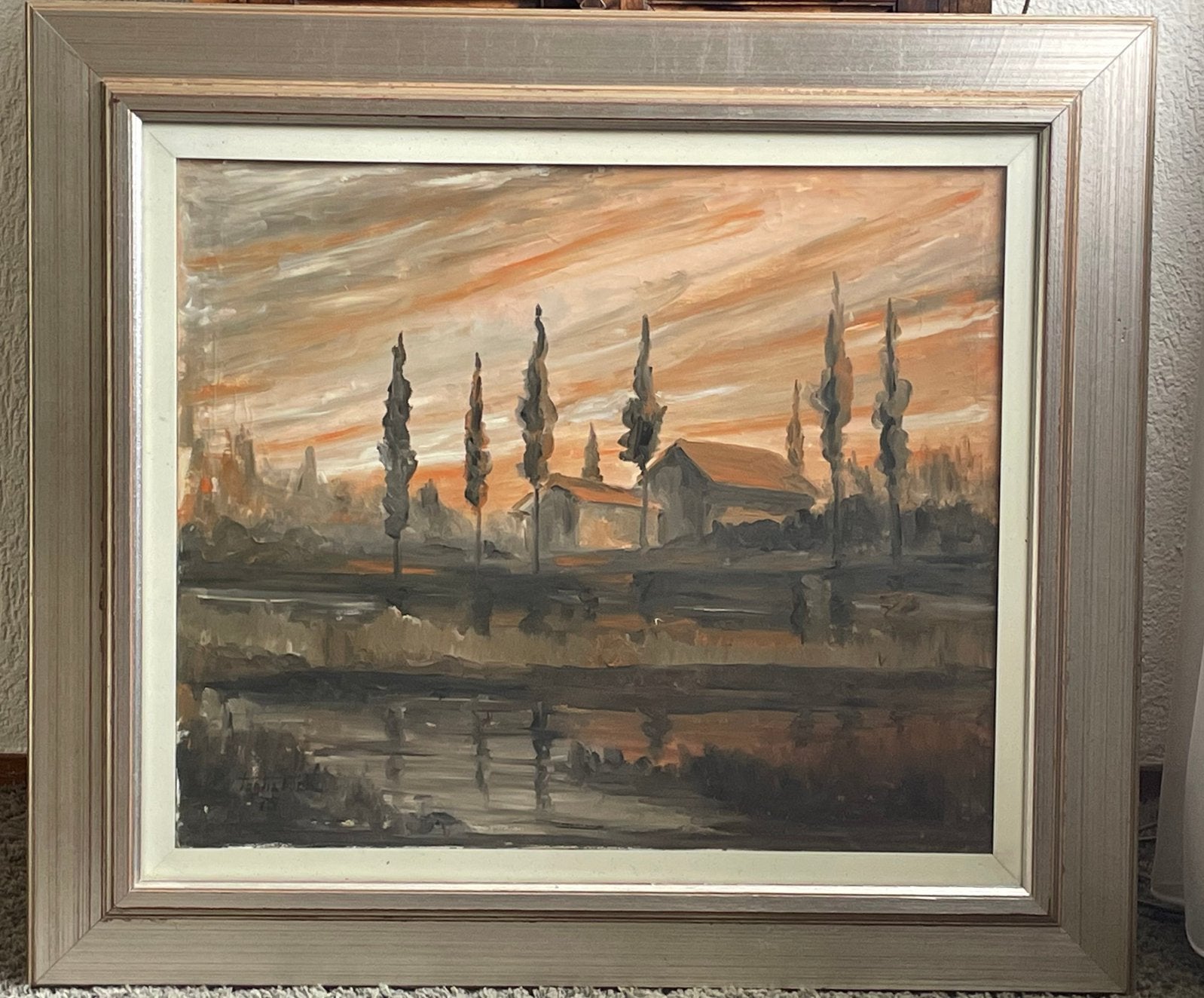 Zonsondergang, Ophalen, Klassiek, Gedateerd, Olieverf
