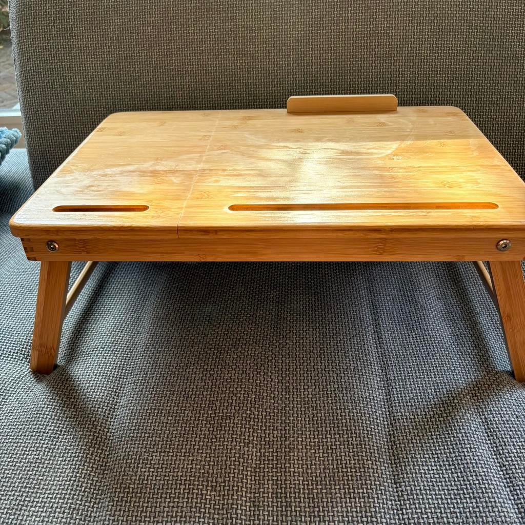 Bamboe laptopstandaard bedtafel 50 bij 35 cm, Ophalen, Zo goed als nieuw