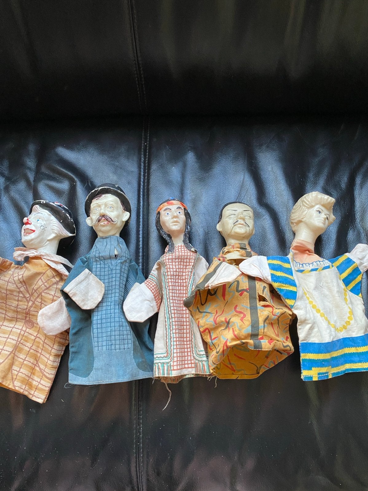 Set van 6 oude poppenkastpoppen - unieke verzameling, Ophalen of Verzenden, Gebruikt, Overige typen