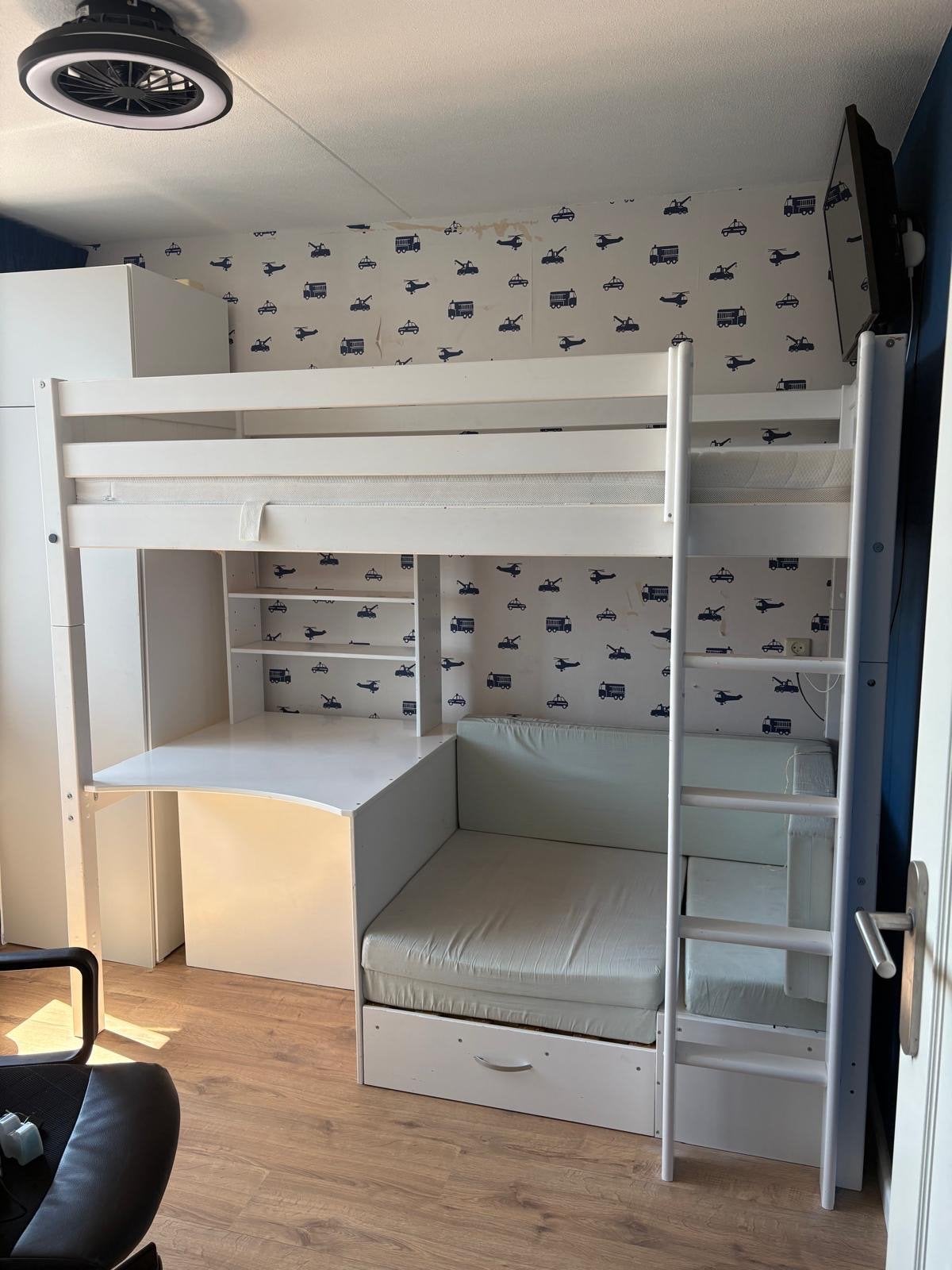Hoogslaper Beter Bed, met bureau, bank en extra bed 90x200, Huis en Inrichting, Ophalen, Gebruikt, Eenpersoons, 200 cm