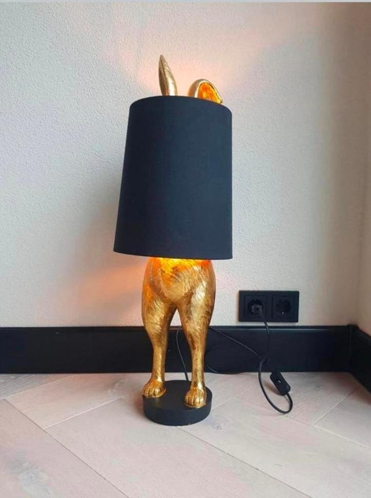 Unieke Gouden Konijn Lamp - Sfeervolle Verlichting, Huis en Inrichting, Overige materialen, 50 tot 75 cm, Nieuw, Ophalen of Verzenden