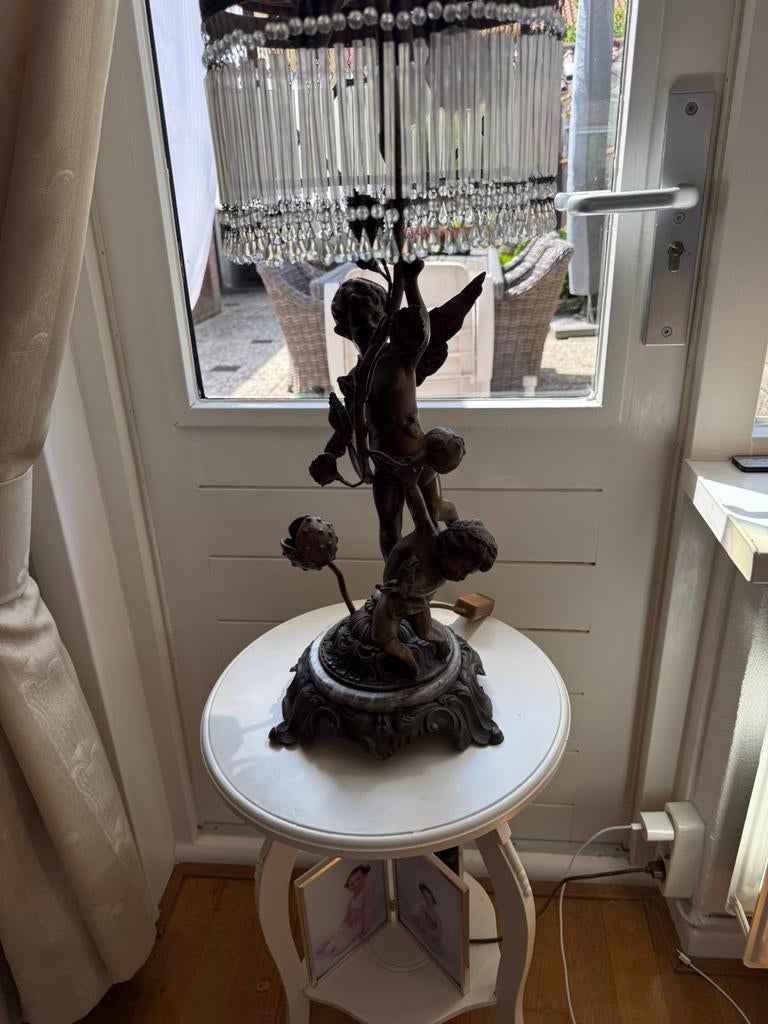 Bronzen tafellamp met kristal, Ophalen