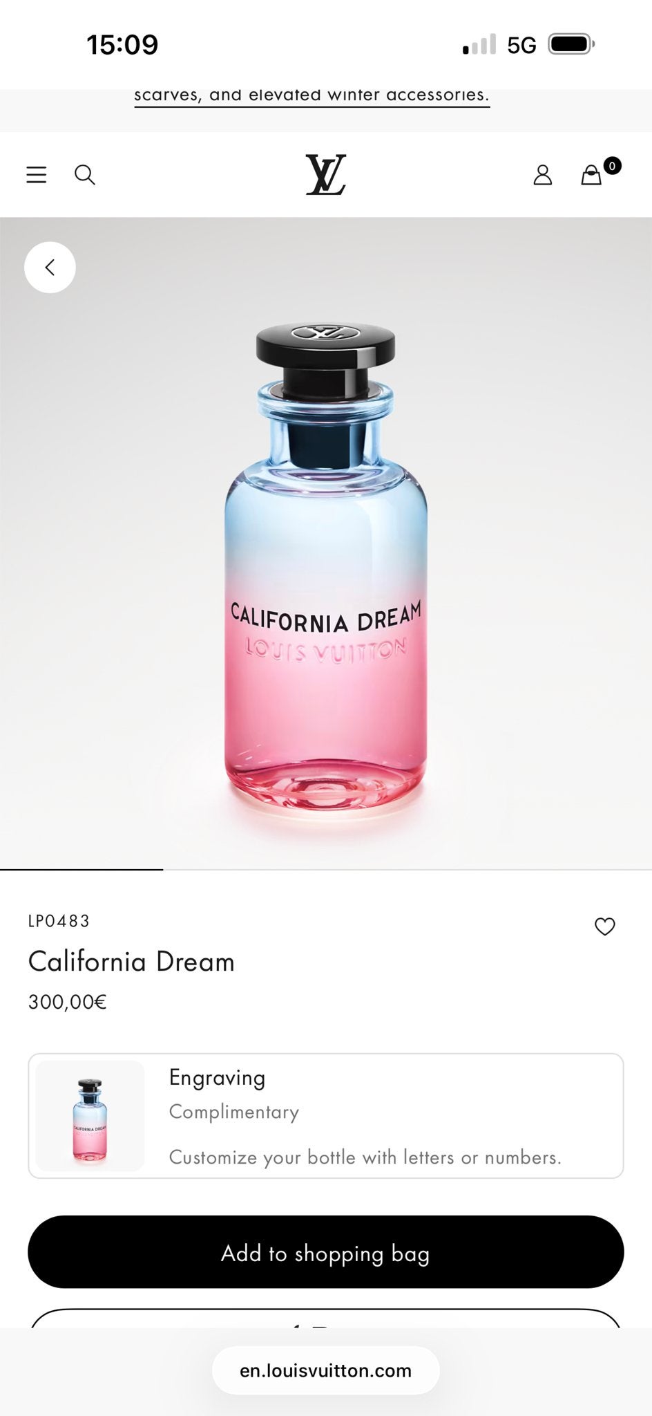 Louis Vuitton California Dream Parfum 100ml Orgineel, Ophalen of Verzenden, Zo goed als nieuw