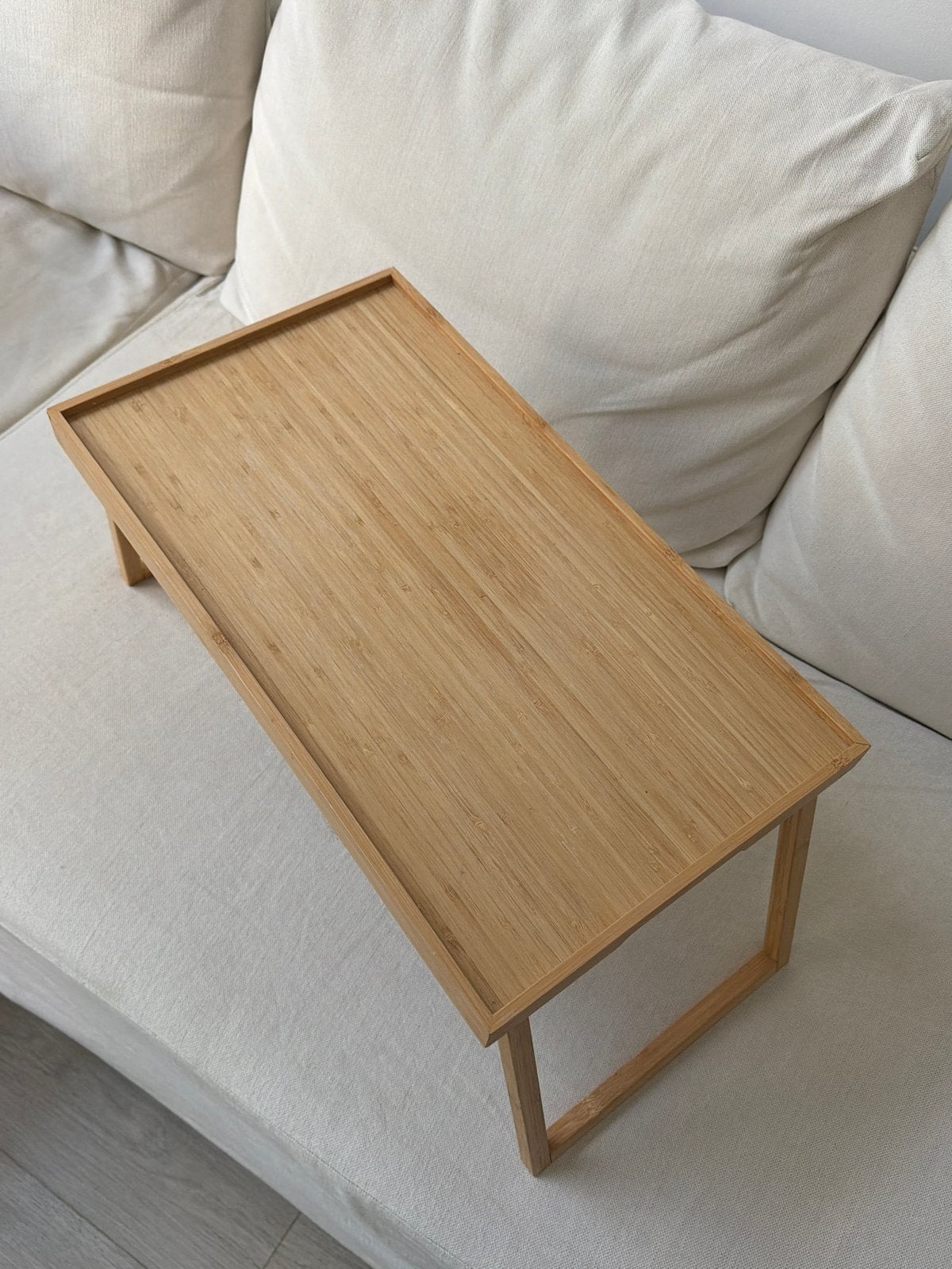 Bamboe bedtafel / laptoptafel 53x30 cm, Ophalen, Minder dan 45 cm, 55 tot 75 cm, Zo goed als nieuw