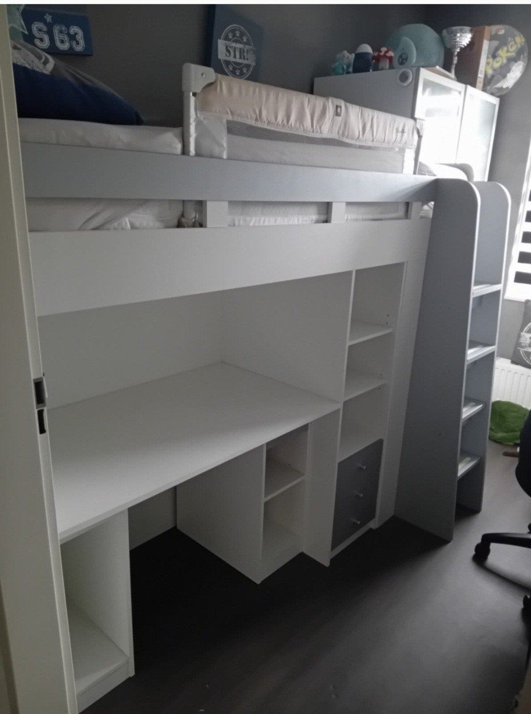 Mooie half hoogslaper met bureau en kast gedeelte, Ophalen, Gebruikt, Hoogslaper, Eenpersoons