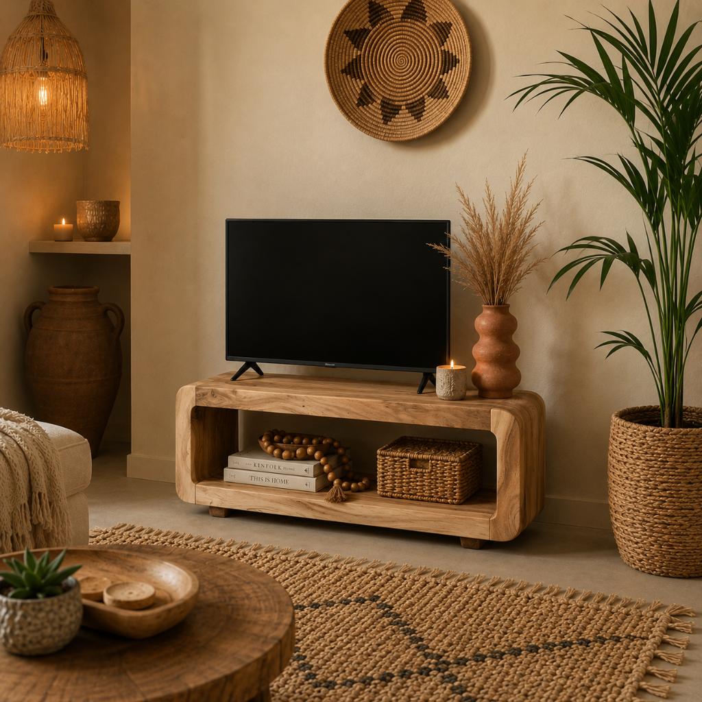 TV meubel - 120 cm breed - massief Suarhout - TTM Wonen, TTM Wonen, Meubels – (Perzische) Tapijten en Woonaccessoires, 100 tot 150 cm