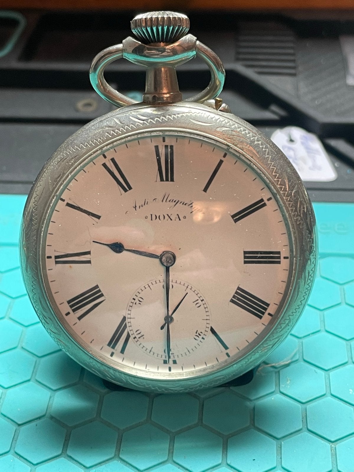 Zeldzaam DOXA koetshorloge Olympische Spelen 1920, 7 cm, Sieraden, Tassen en Uiterlijk, Ophalen of Verzenden, Overige materialen