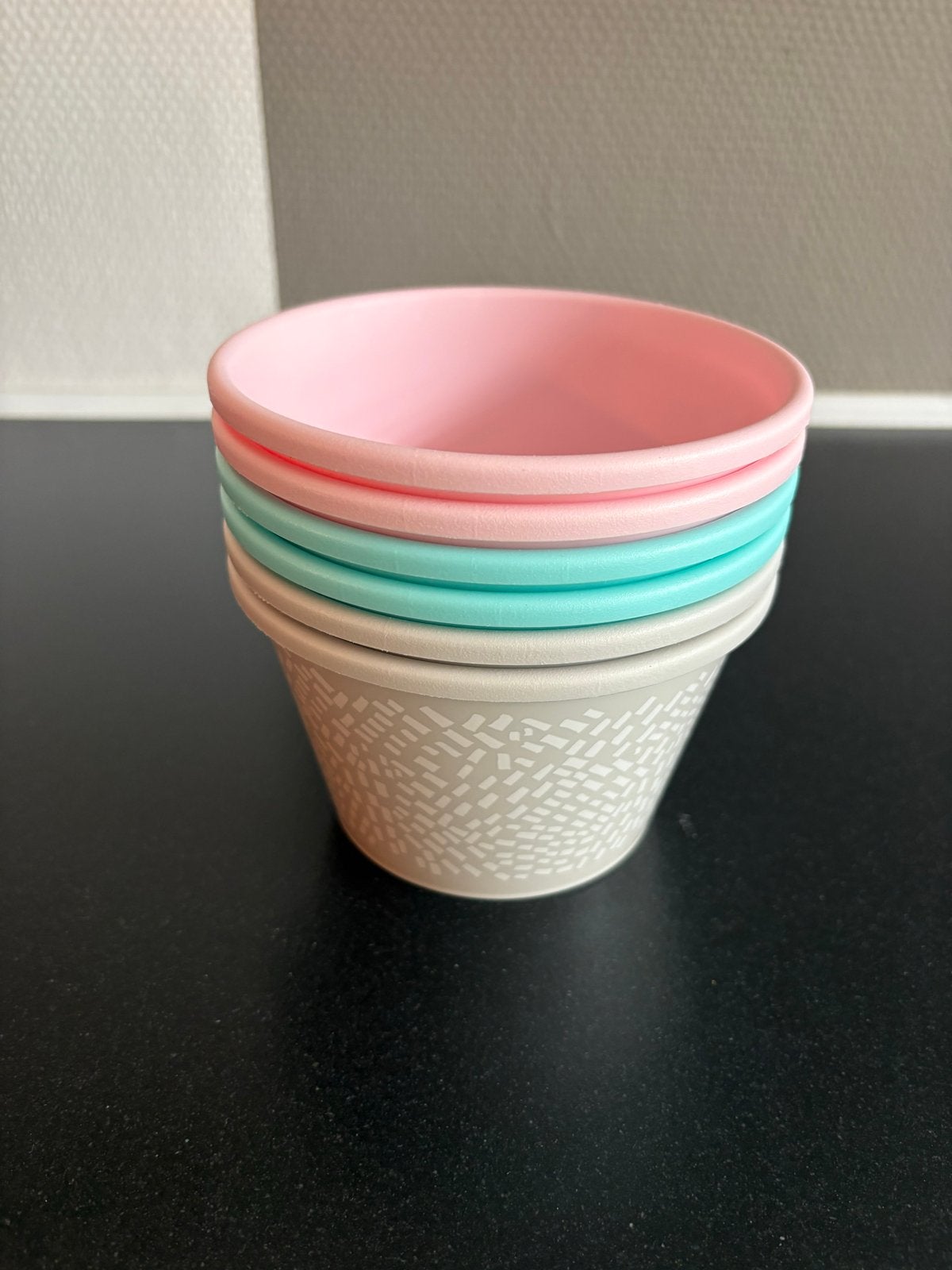 IKEA bakjes  - Set van 6 (Roze, Mintgroen, Grijs), Kunststof, Rond, Binnen, Ophalen of Verzenden
