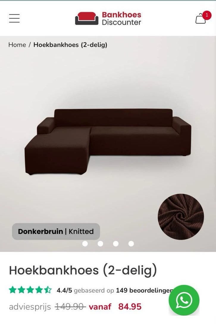 Bankhoes donkerbruin, Bruin, 200 cm of meer, Nieuw, Ophalen of Verzenden