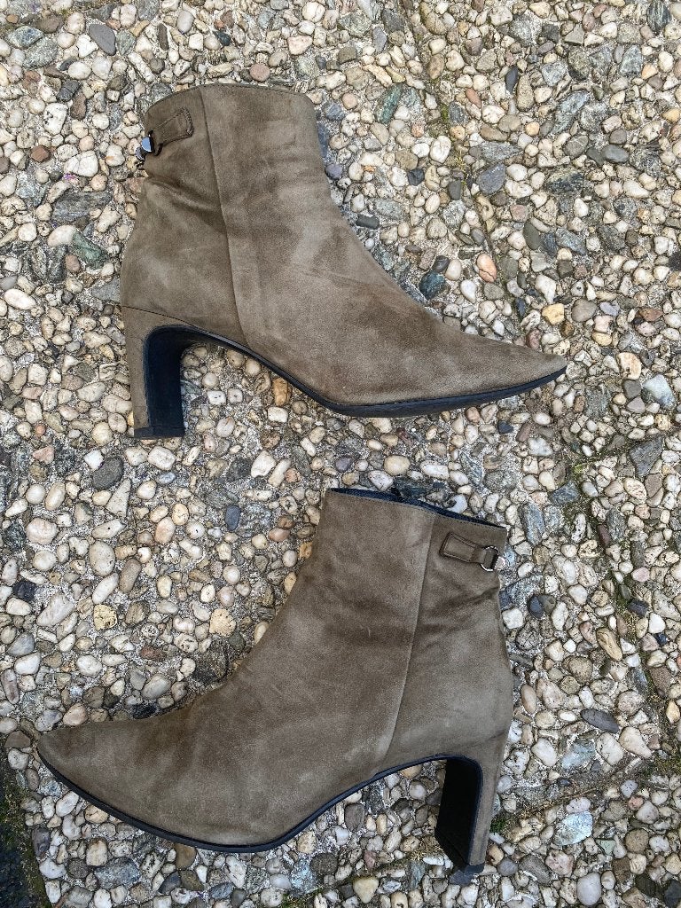 ***Roberto d'Angelo*** groene suede enkellaarsjes maat 40, Lage of Enkellaarzen, Ophalen of Verzenden, Roberto d'Angelo, Gedragen