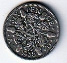 6  pence  1935   Engeland. km. 832, Ophalen of Verzenden, Overige landen, Losse munt, Zilver