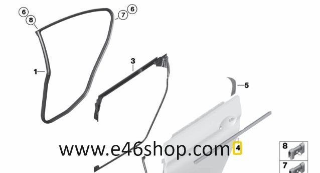 Raamlijst BMW F06 GRAND COUPE RECHTS ACHTER OE 51357275318, Auto-onderdelen, -, -, Nieuw, Ophalen of Verzenden