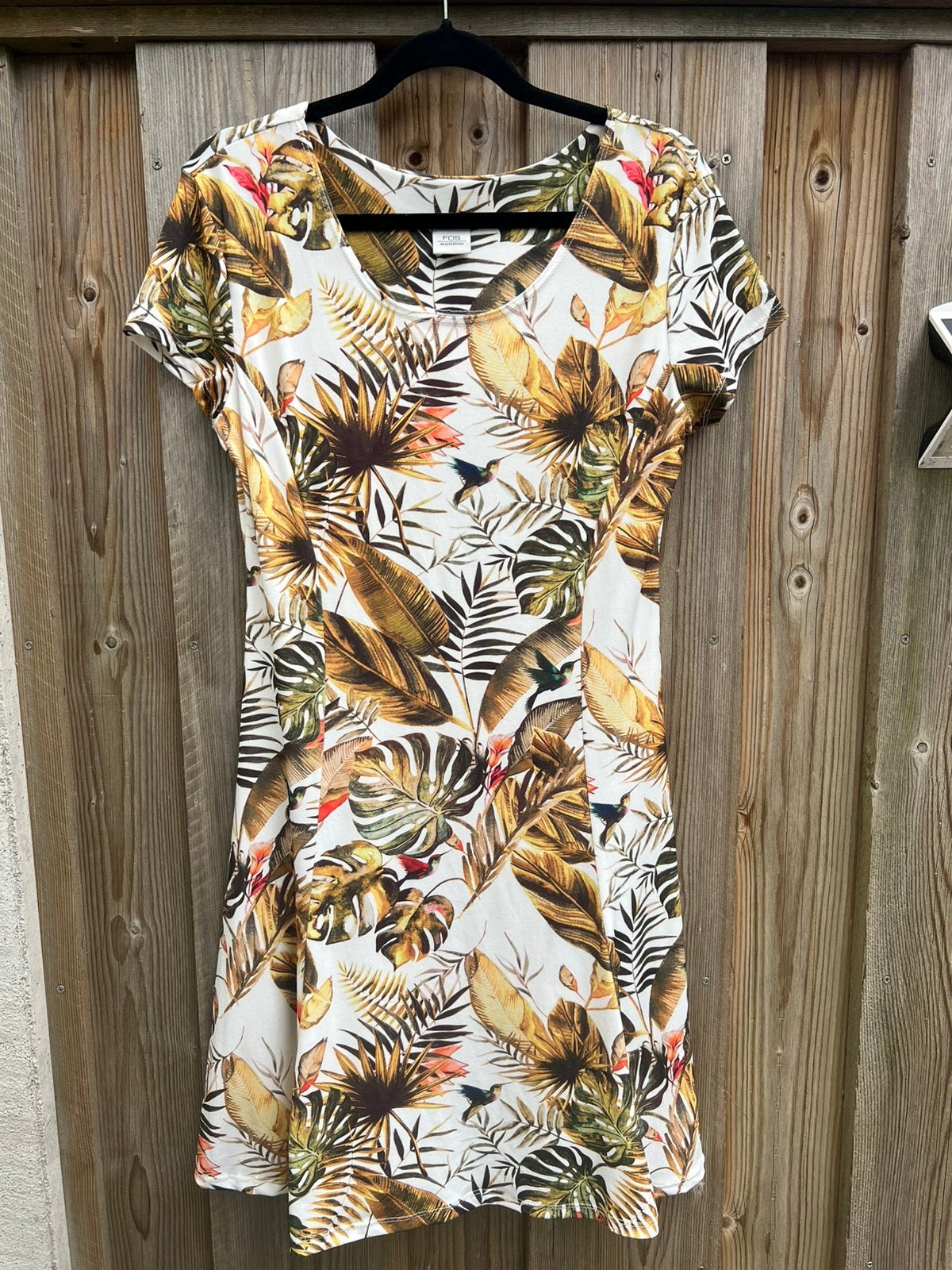 Zomerse jurk met tropische print - FOS Amsterdam - Maat XL, Overige kleuren, Maat 46/48 (XL) of groter, Ophalen of Verzenden, Zo goed als nieuw