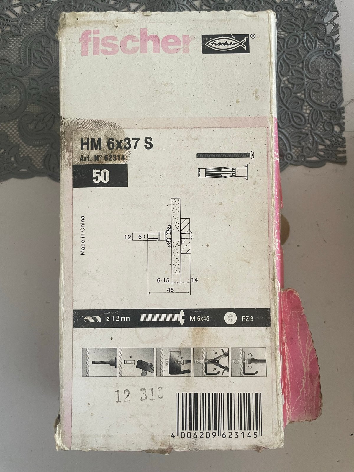 Fischer HM 6x37 S Hollewandpluggen - 50 stuks, Ophalen of Verzenden, Zo goed als nieuw, Minder dan 50 mm, Pluggen